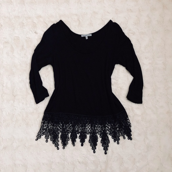 Charlotte Russe Tops - 3/4 Sleeve Eyelet Blouse